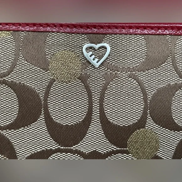 COACH Tan Signature Jacquard w/Gold Dot & Red Heart Set - Picture 5 of 10